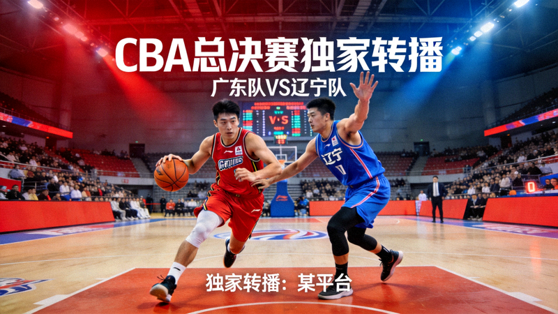 CBA总决赛独家转播宣传海报 - 广东队与辽宁队球员对阵场景
