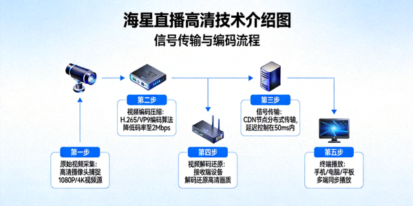 海星直播高清技术介绍图 - 信号传输与编码流程