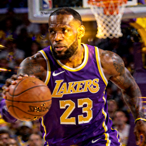 勒布朗·詹姆斯NBA季后赛比赛高清特写 - 湖人队球星全力进攻